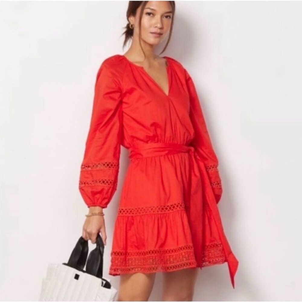 Evereve Juliana Eyelet Dress in Cayenne